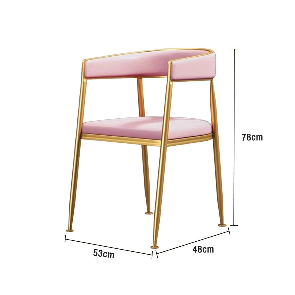 SOLARA Dining Backrest Durable Chair Design Sturdy Leather Iron Load-Bearing with Comfortable Foam, - High-Density Frame, Strong Pink