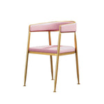 SOLARA Dining Backrest Durable Chair Design Sturdy Leather Iron Load-Bearing with Comfortable Foam, - High-Density Frame, Strong Pink