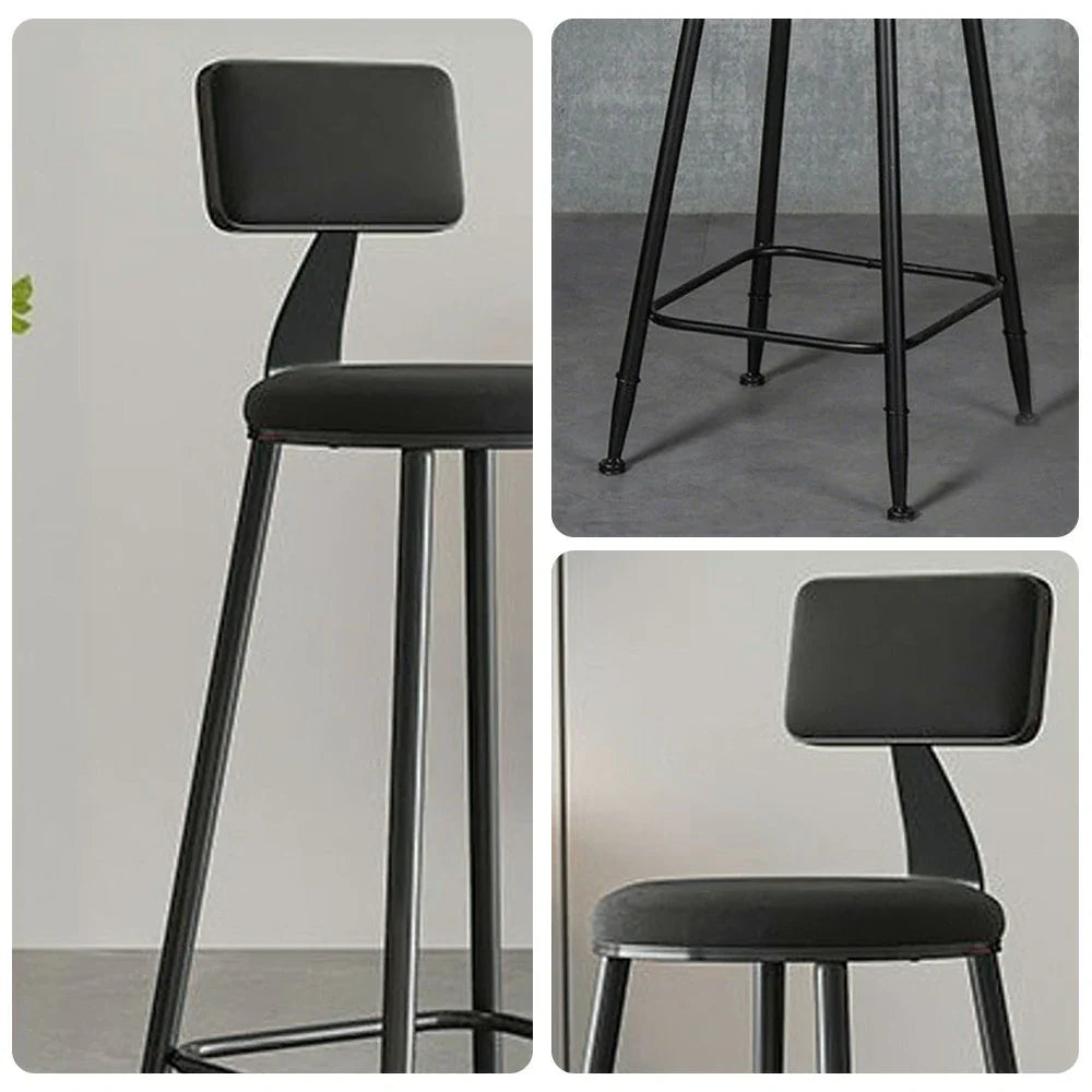 SOLARA Dining Leather Comfortable 90/100cm Upholstery Load-Bearing Foam, Chair Sturdy with - Frame, High-Density Design Black