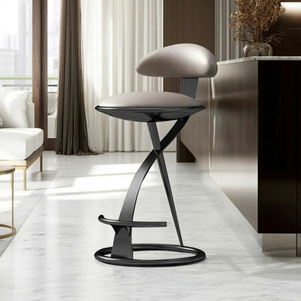 SOLARA Dining Load-Bearing - Frame, Chair High-Resilience Upholstery Durable Brushed Leather Black Design Stainless Strong Foam, Top-Grain with Steel Black
