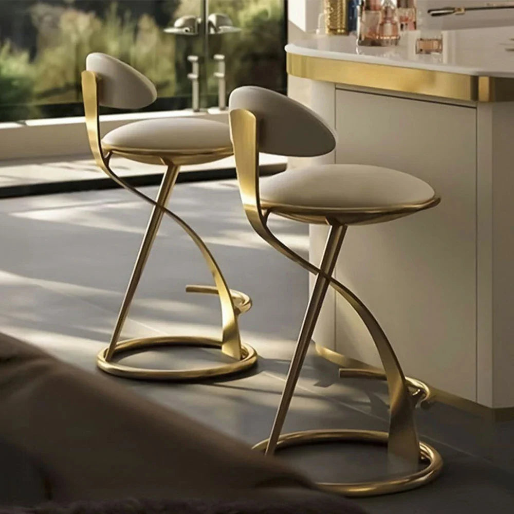 SOLARA Dining Foam, Durable Upholstery Design Black Stainless Frame, with Top-Grain Leather Load-Bearing High-Resilience Steel - Chair Strong Brushed Gold