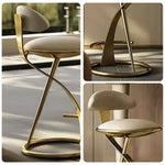 SOLARA Dining Foam, Durable Upholstery Design Black Stainless Frame, with Top-Grain Leather Load-Bearing High-Resilience Steel - Chair Strong Brushed Gold