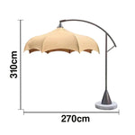 SOLARA Outdoor Cantilever Umbrella - 300cm Round Arc Canopy with French Scalloped Edge, Stainless Steel Frame, Heavy Marble Base, UV Sunshade for Patio & Garden - Khaki