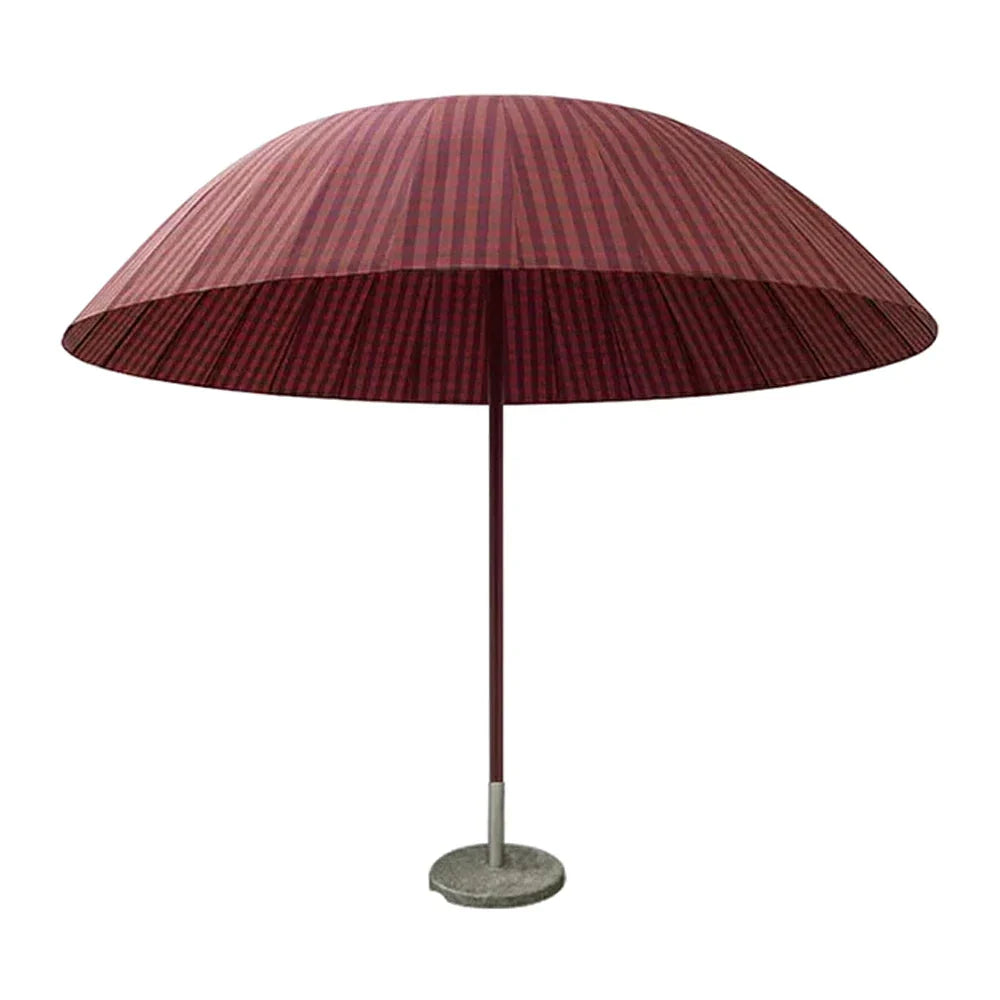 SOLARA Outdoor Central Pole Umbrella - 2.5m Round Canopy, Fade-Resistant Fabric, Wind-Stable Build, Sun & Rain Protection, 40kg Marble Base Included - Red