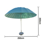 SOLARA Outdoor Central Pole Umbrella - 2.5m Round Canopy, Fade-Resistant Fabric, Wind-Stable Build, Sun & Rain Protection, 40kg Marble Base Included - Blue