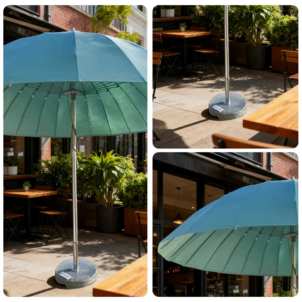 SOLARA Outdoor Central Pole Umbrella - 2.5m Round Canopy, Fade-Resistant Fabric, Wind-Stable Build, Sun & Rain Protection, 40kg Marble Base Included - Blue
