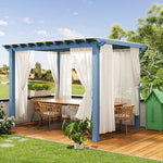 SOLARA Outdoor - Patio with Frame Pavilion Garden 3m Canopy Waterproof - 3m Curtain, Pergola Finnish x Solid Sunshade Wood Blue