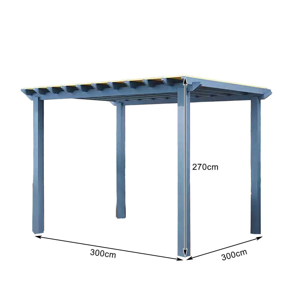 SOLARA Outdoor - Patio with Frame Pavilion Garden 3m Canopy Waterproof - 3m Curtain, Pergola Finnish x Solid Sunshade Wood Blue