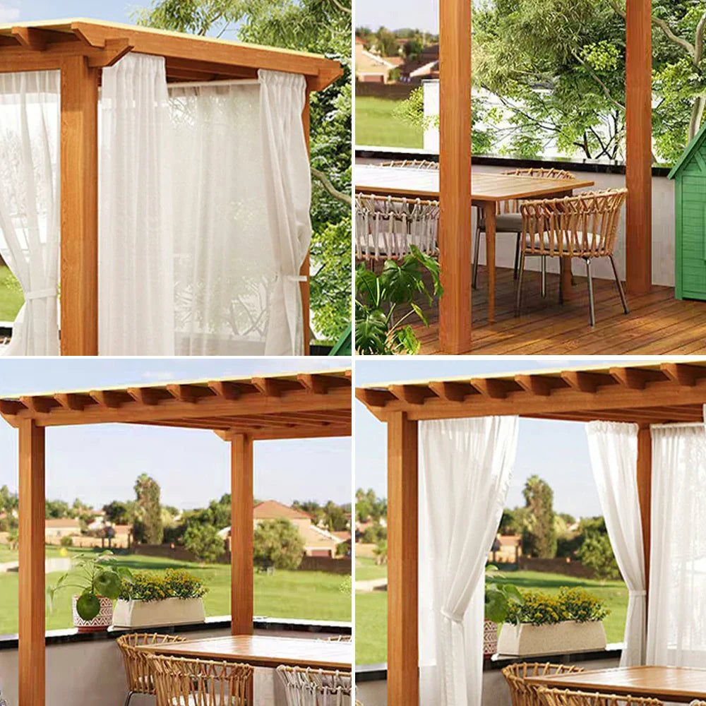 SOLARA Outdoor - with Wood Garden Solid Sunshade Curtain, Canopy 3m Finnish Waterproof Pergola Patio Frame x Pavilion 3m Yellow