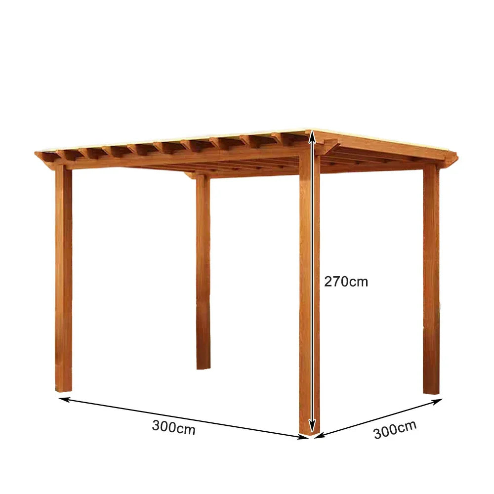 SOLARA Outdoor - with Wood Garden Solid Sunshade Curtain, Canopy 3m Finnish Waterproof Pergola Patio Frame x Pavilion 3m Yellow