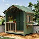 SOLARA Outdoor Wooden Garden - Patio Solid Structure, Wood Storage/Relaxation House - Premium Cabin Green