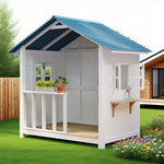 SOLARA Outdoor Storage/Relaxation Wooden Patio Structure, House Garden Solid Premium Cabin Wood - White