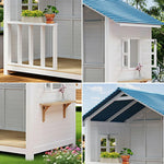 SOLARA Outdoor Storage/Relaxation Wooden Patio Structure, House Garden Solid Premium Cabin Wood - White