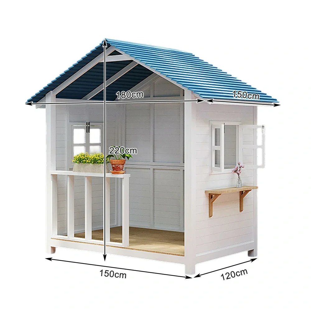 SOLARA Outdoor Storage/Relaxation Wooden Patio Structure, House Garden Solid Premium Cabin Wood - White