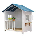 SOLARA Outdoor Storage/Relaxation Wooden Patio Structure, House Garden Solid Premium Cabin Wood - White