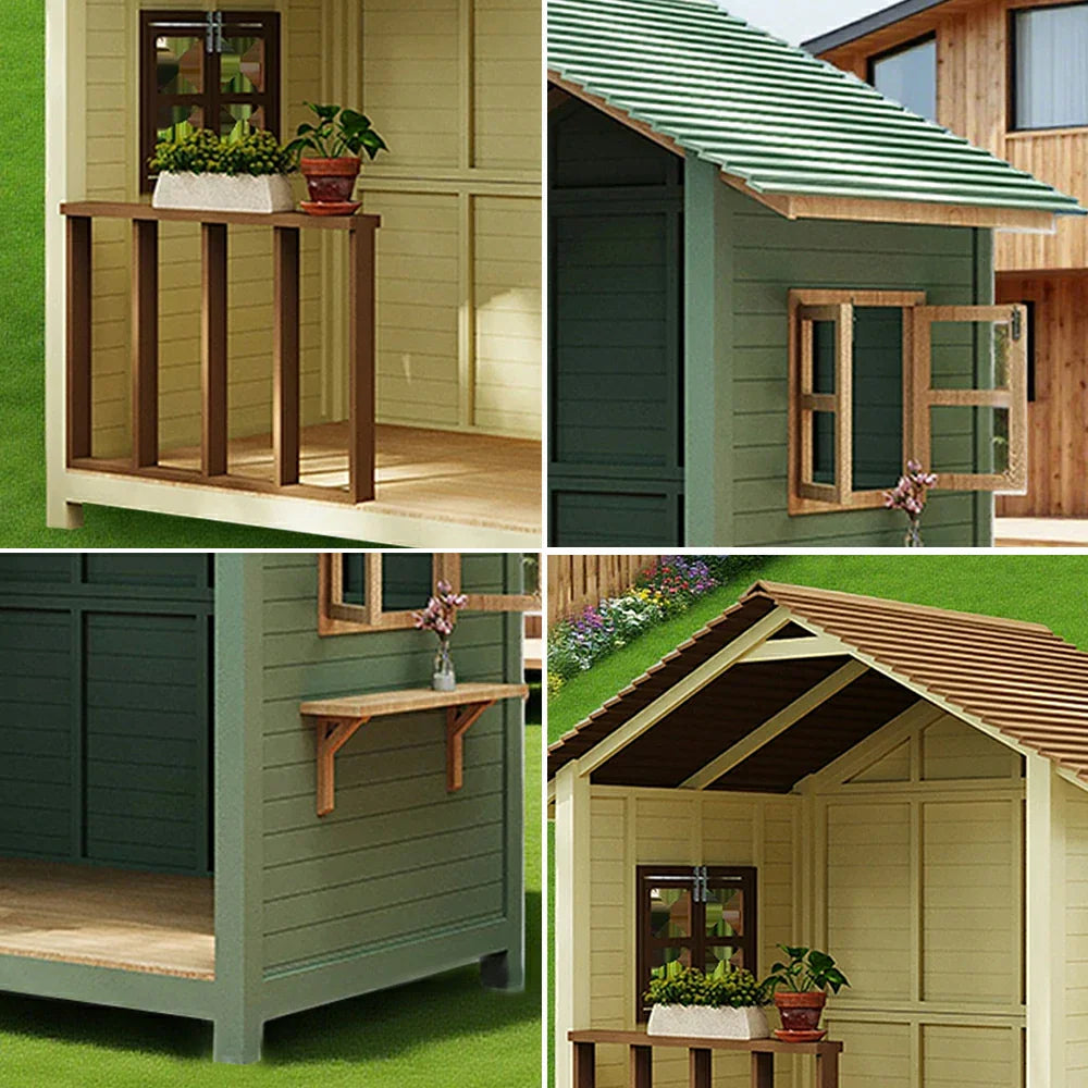 SOLARA Outdoor Garden House Patio Structure, Storage/Relaxation Wood Solid Wooden Premium Cabin - Yellow