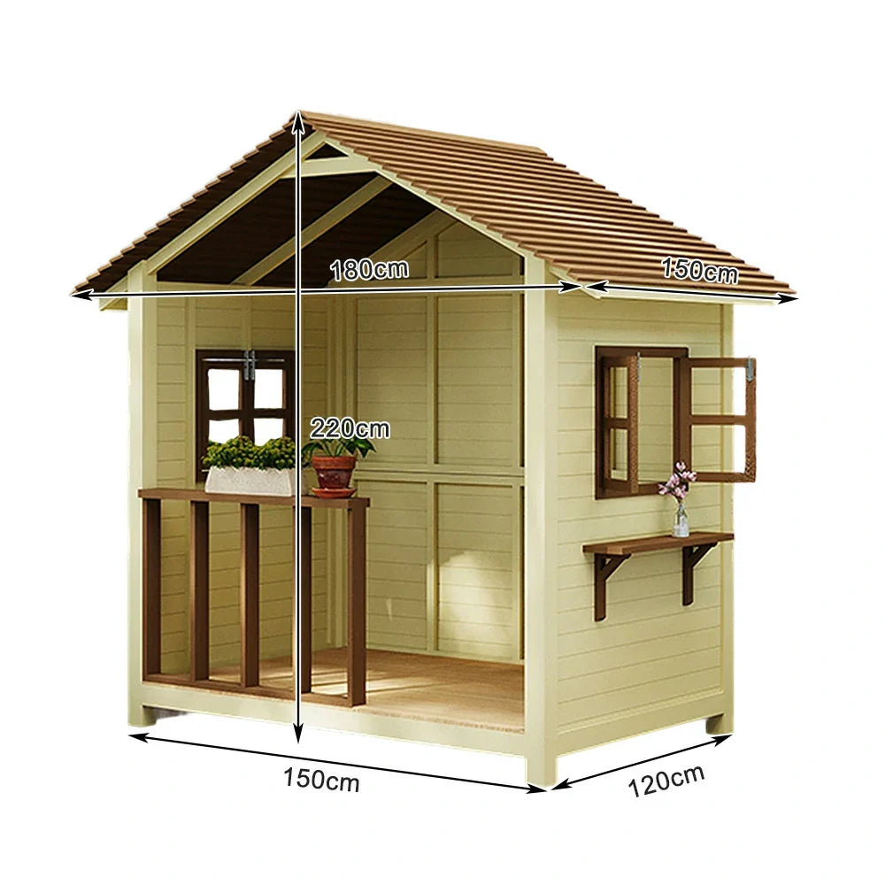 SOLARA Outdoor Garden House Patio Structure, Storage/Relaxation Wood Solid Wooden Premium Cabin - Yellow