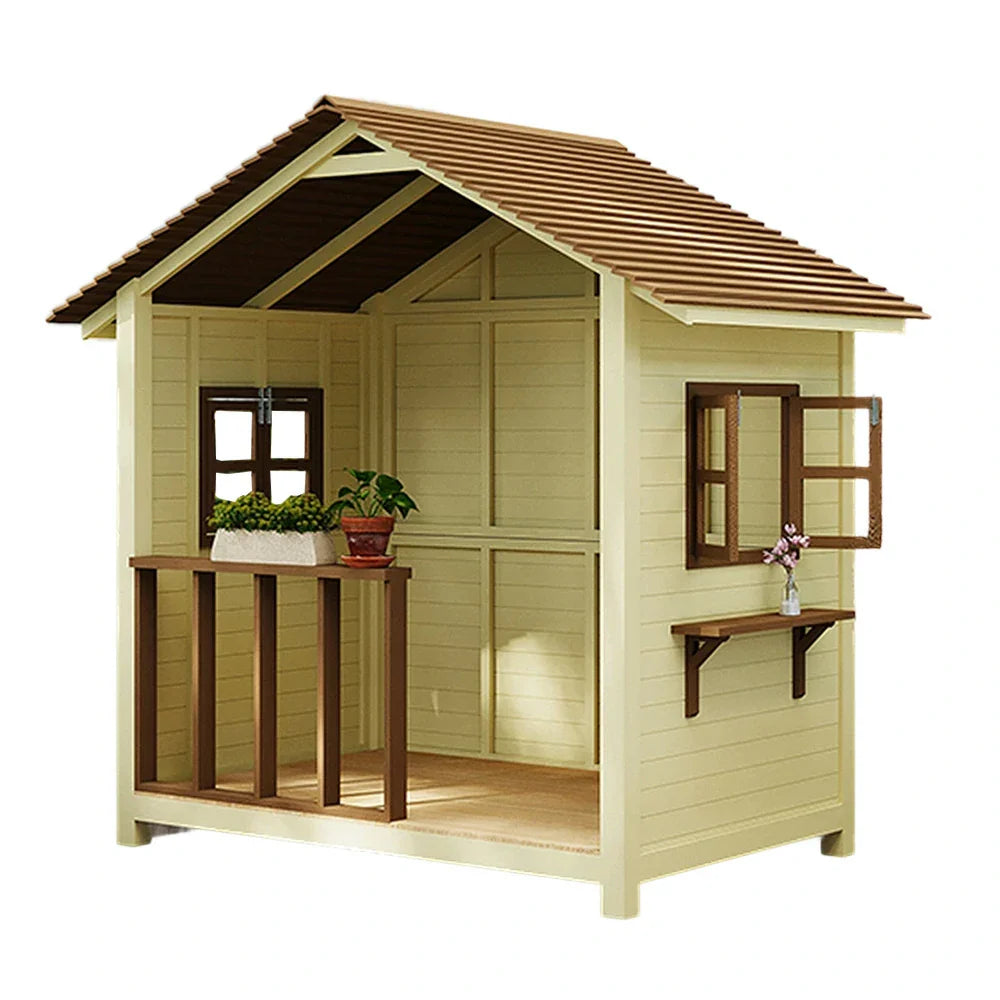 SOLARA Outdoor Garden House Patio Structure, Storage/Relaxation Wood Solid Wooden Premium Cabin - Yellow