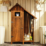 SOLARA Outdoor Shed Patio with Organizer Weather-Resistant Wood House Garden Storage - Tool Multi-Shelf Design, Solid Brown
