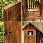 SOLARA Outdoor Shed Patio with Organizer Weather-Resistant Wood House Garden Storage - Tool Multi-Shelf Design, Solid Brown