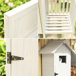 SOLARA Outdoor with Patio Tool Solid House Garden Shed - Wood Storage Design, Organizer Multi-Shelf Weather-Resistant White