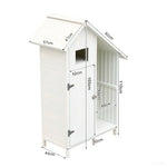 SOLARA Outdoor with Patio Tool Solid House Garden Shed - Wood Storage Design, Organizer Multi-Shelf Weather-Resistant White