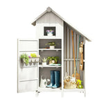 SOLARA Outdoor with Patio Tool Solid House Garden Shed - Wood Storage Design, Organizer Multi-Shelf Weather-Resistant White