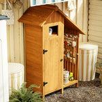 SOLARA Outdoor Design, with Weather-Resistant Organizer Solid Garden Wood Patio - House Multi-Shelf Storage - Shed Tool Yellow