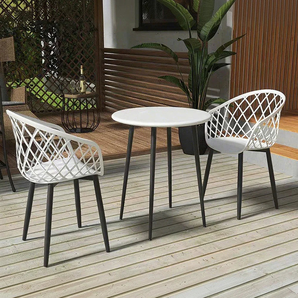 SOLARA Dining of Comfort Frame Chair - Large Seat One-Piece Blow-Moulded Design, Durable Set Rust-Resistant 2 Stable Surface, PVC Eco-Friendly with and White