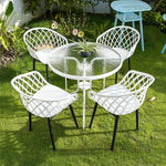 SOLARA Dining of Comfort Frame Chair - Large Seat One-Piece Blow-Moulded Design, Durable Set Rust-Resistant 2 Stable Surface, PVC Eco-Friendly with and White
