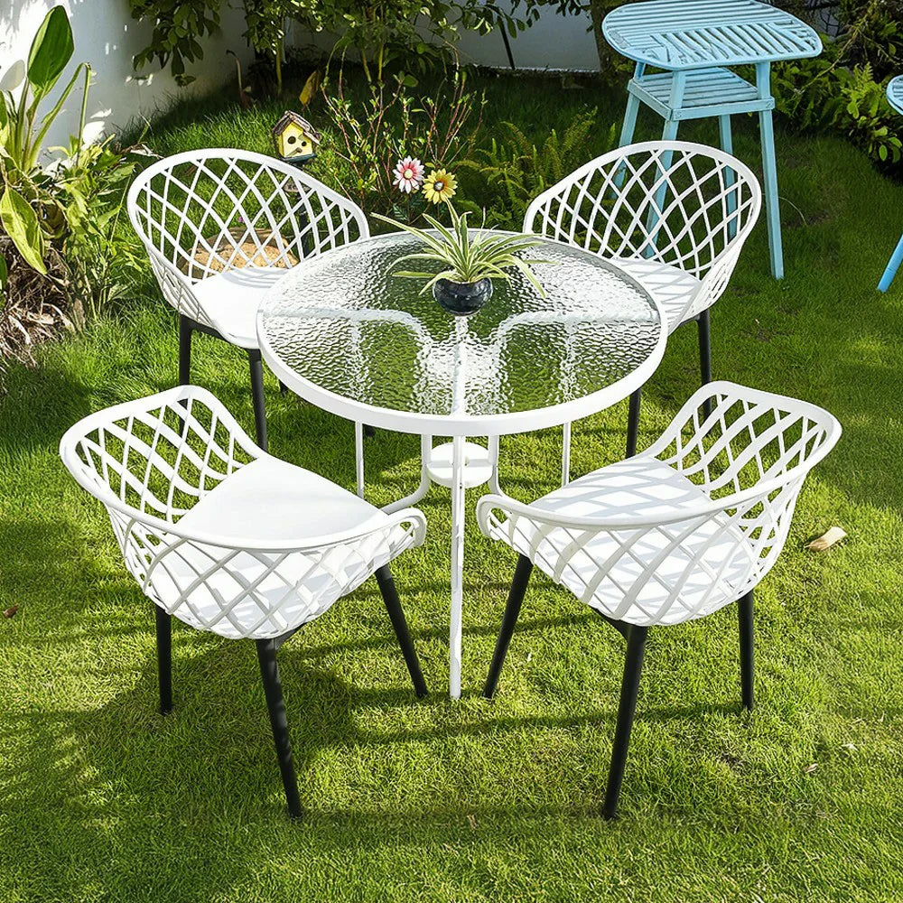 SOLARA Dining of Comfort Frame Chair - Large Seat One-Piece Blow-Moulded Design, Durable Set Rust-Resistant 2 Stable Surface, PVC Eco-Friendly with and White