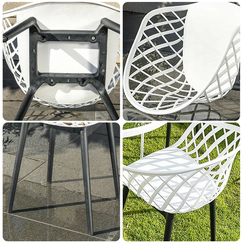 SOLARA Dining of Comfort Frame Chair - Large Seat One-Piece Blow-Moulded Design, Durable Set Rust-Resistant 2 Stable Surface, PVC Eco-Friendly with and White
