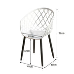 SOLARA Dining of Comfort Frame Chair - Large Seat One-Piece Blow-Moulded Design, Durable Set Rust-Resistant 2 Stable Surface, PVC Eco-Friendly with and White