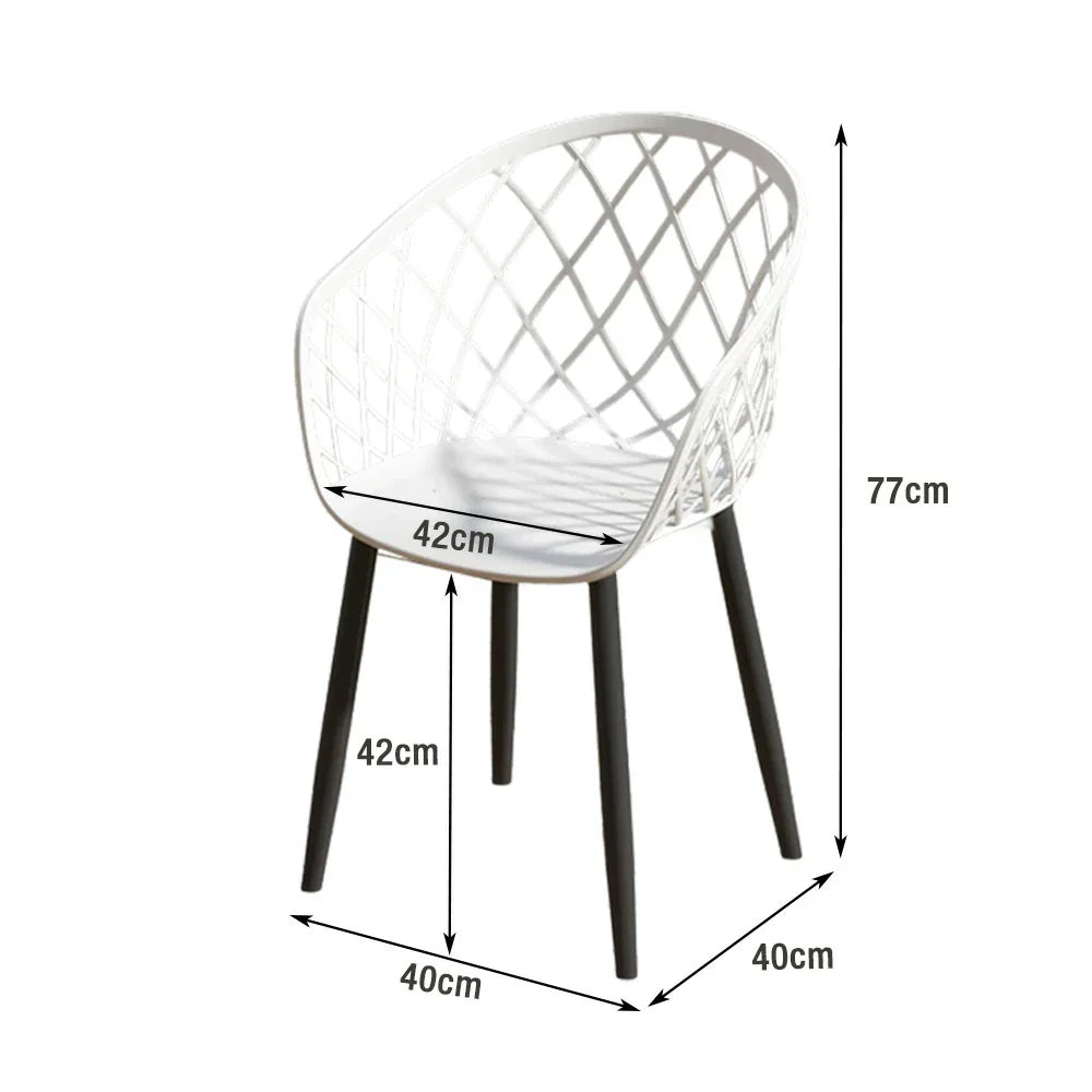 SOLARA Dining of Comfort Frame Chair - Large Seat One-Piece Blow-Moulded Design, Durable Set Rust-Resistant 2 Stable Surface, PVC Eco-Friendly with and White