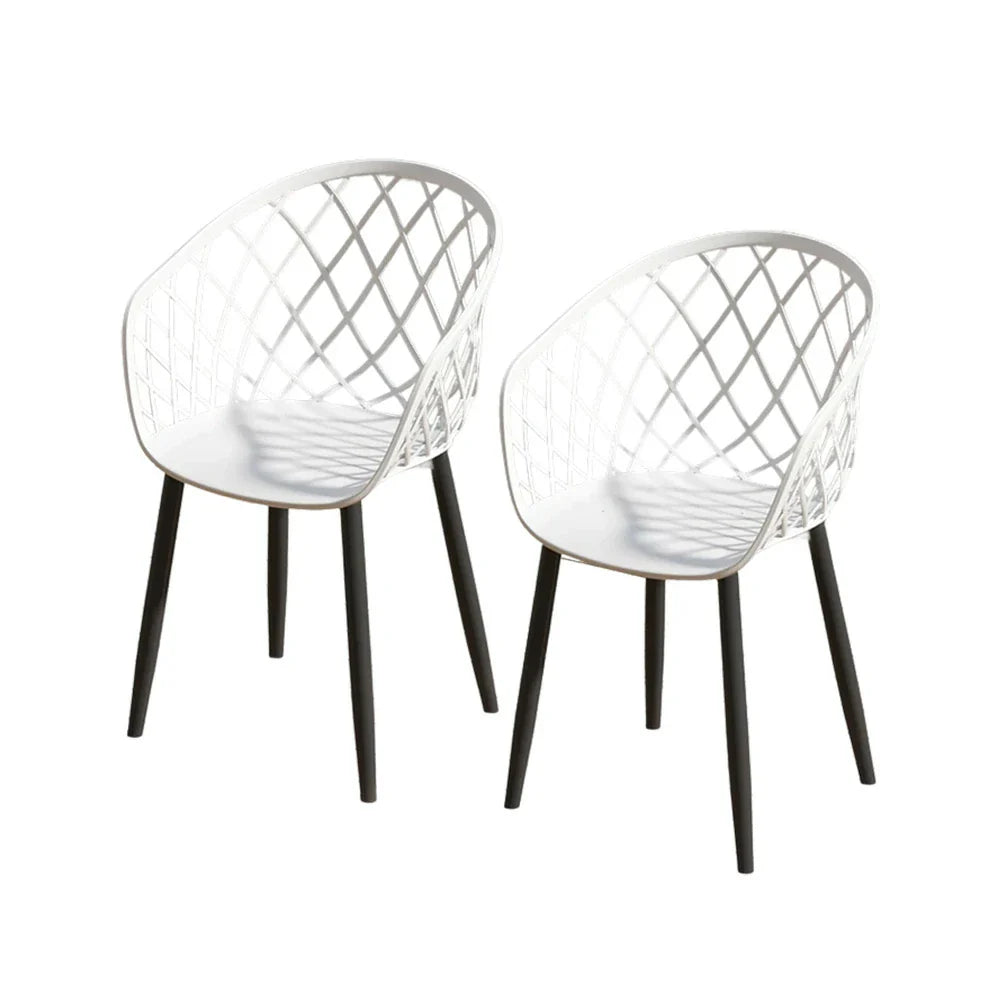 SOLARA Dining of Comfort Frame Chair - Large Seat One-Piece Blow-Moulded Design, Durable Set Rust-Resistant 2 Stable Surface, PVC Eco-Friendly with and White