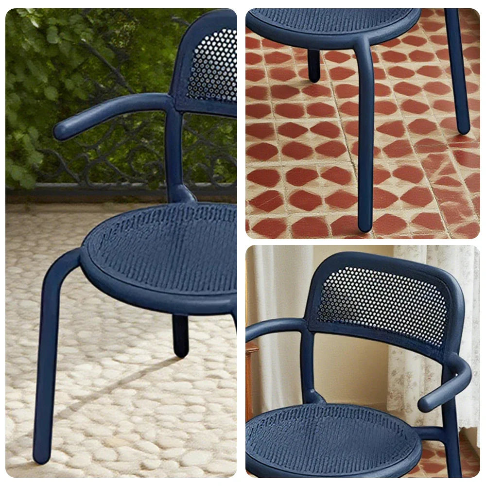SOLARA Outdoor Table Sofa - Rust-Resistant Alloy Furniture - Aluminum Durable Set Blue