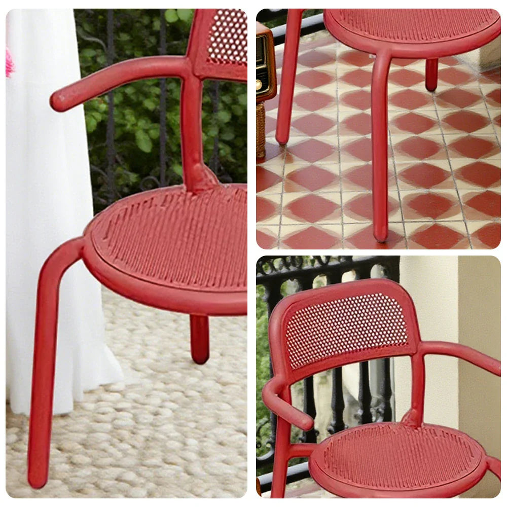SOLARA Outdoor Chair Aluminum Durable Sofa with Table, Alloy Set Furniture - Red