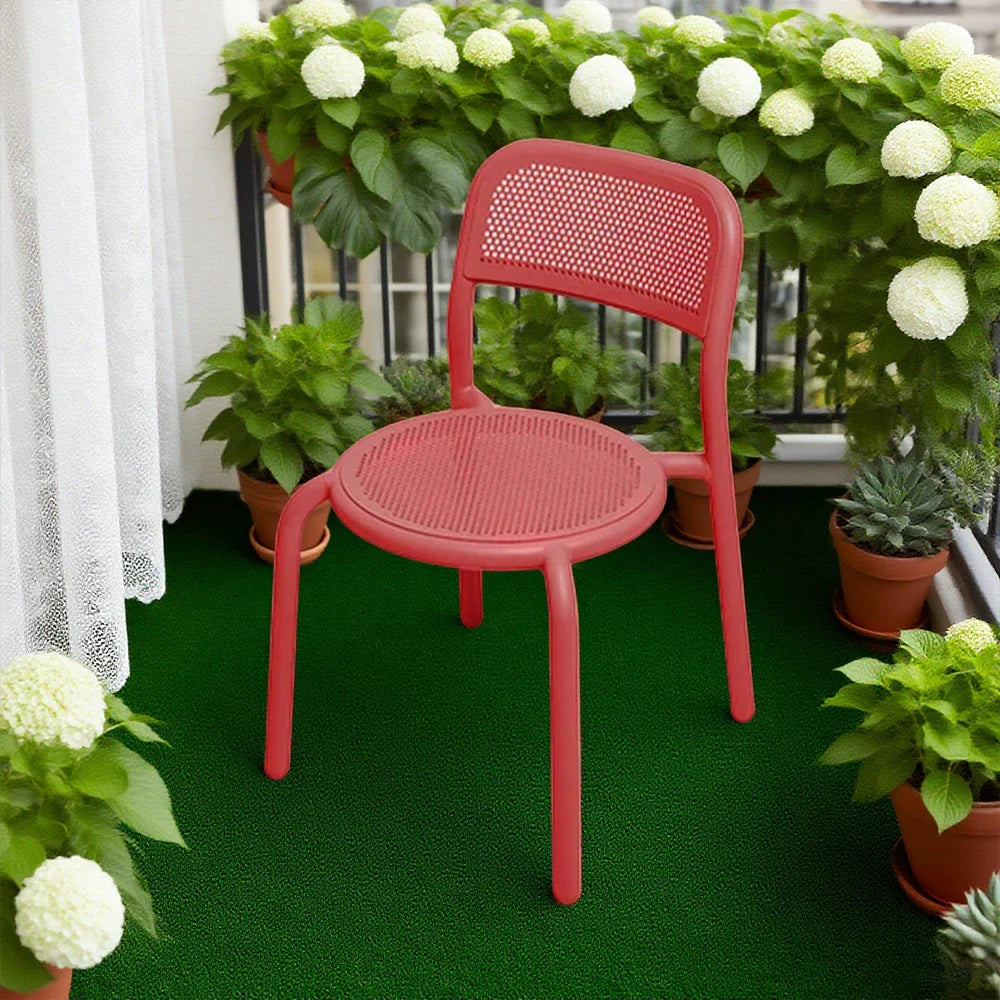 SOLARA Outdoor Chair Aluminum Durable Sofa with Table, Alloy Set Furniture - Red