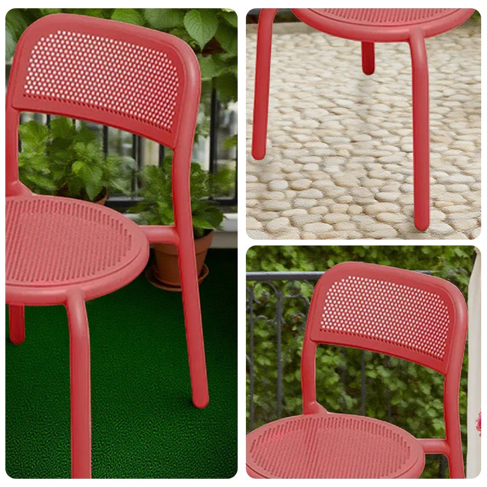 SOLARA Outdoor Chair Aluminum Durable Sofa with Table, Alloy Set Furniture - Red