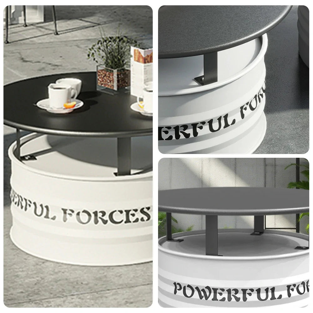 SOLARA Outdoor Finish, Protection, Stable - Thickened Durable PU High-Temperature Frame Easy-Clean Design with Rust-Resistant Iron Baked Edge Table White