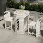 SOLARA Outdoor Iron and Frame, Table Design Trim, Rust-Resistant Safe - Finish, Durable PU Sturdy Edge White