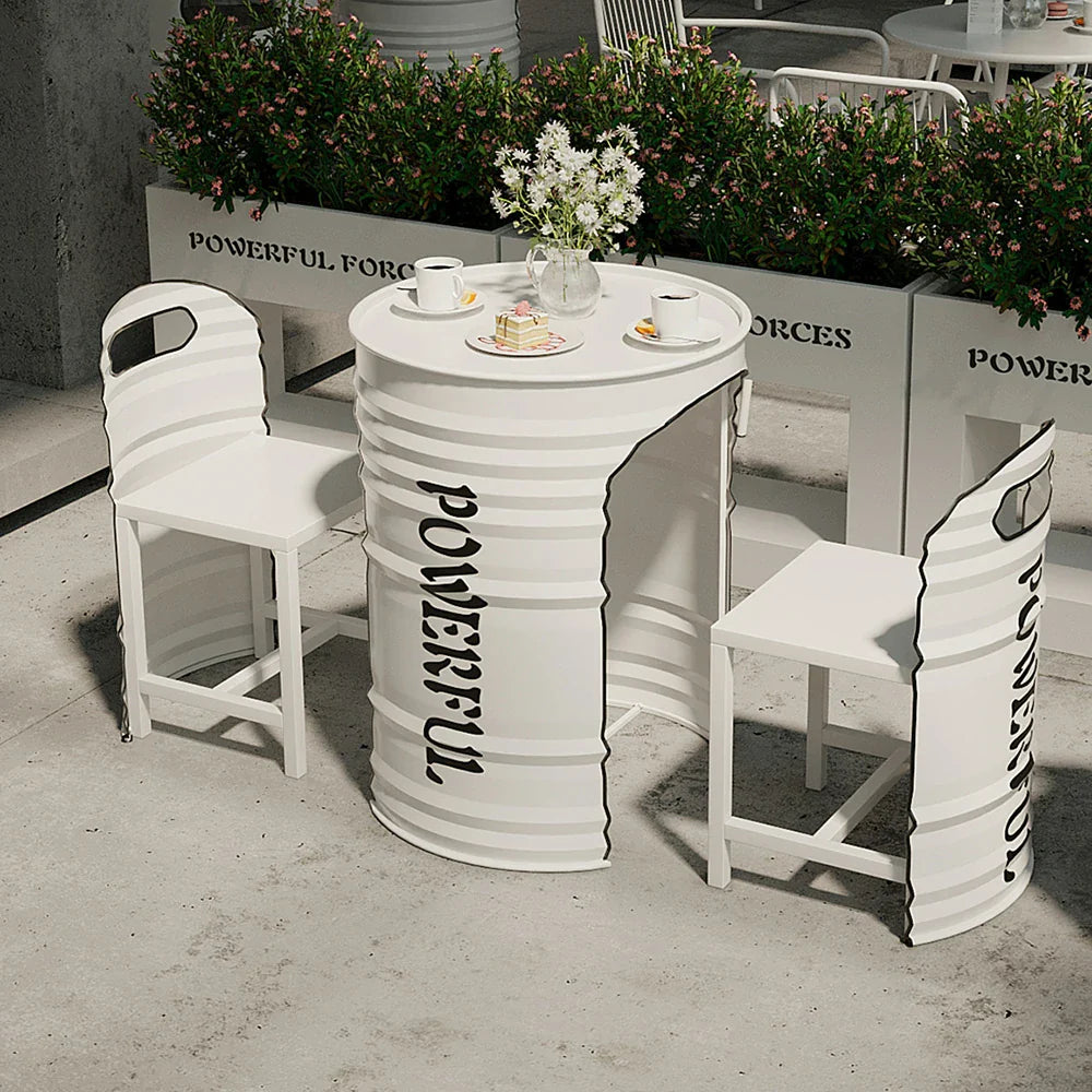 SOLARA Outdoor Iron and Frame, Table Design Trim, Rust-Resistant Safe - Finish, Durable PU Sturdy Edge White