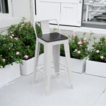 SOLARA Outdoor Design - Solid Backrest, and Chair Iron Comfortable Durable Curved and Wood Ergonomic Frame, White