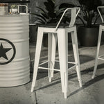 SOLARA Outdoor Design - Solid Backrest, and Chair Iron Comfortable Durable Curved and Wood Ergonomic Frame, White