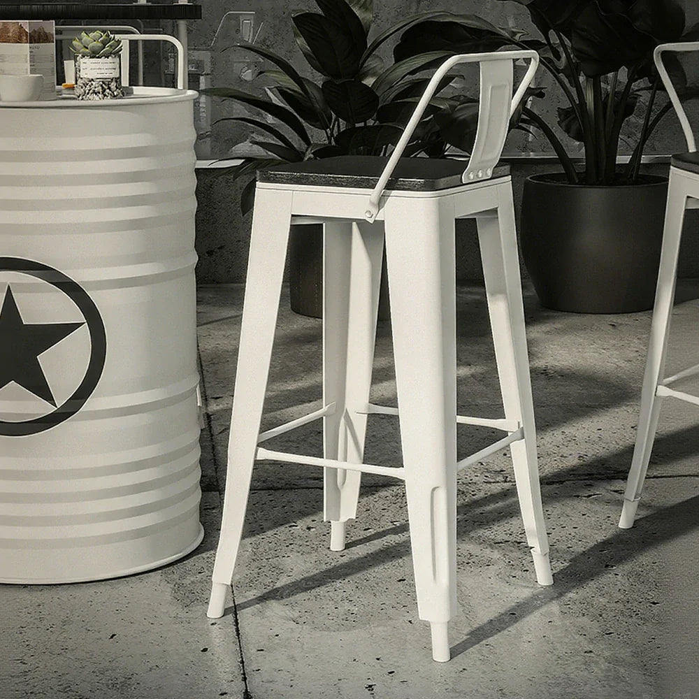 SOLARA Outdoor Design - Solid Backrest, and Chair Iron Comfortable Durable Curved and Wood Ergonomic Frame, White