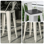 SOLARA Outdoor Design - Solid Backrest, and Chair Iron Comfortable Durable Curved and Wood Ergonomic Frame, White