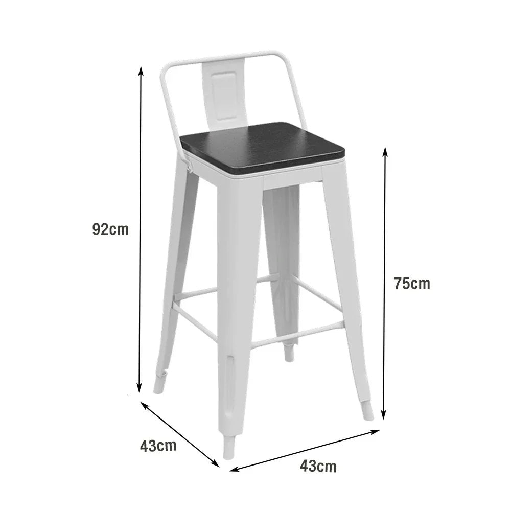 SOLARA Outdoor Design - Solid Backrest, and Chair Iron Comfortable Durable Curved and Wood Ergonomic Frame, White