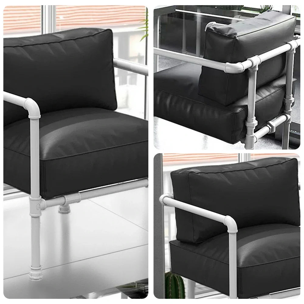 SOLARA Outdoor Chair Comfortable and High-Density Seat, Round-Tube Design Frame, Padded 74/140cm Thick - Durable Black