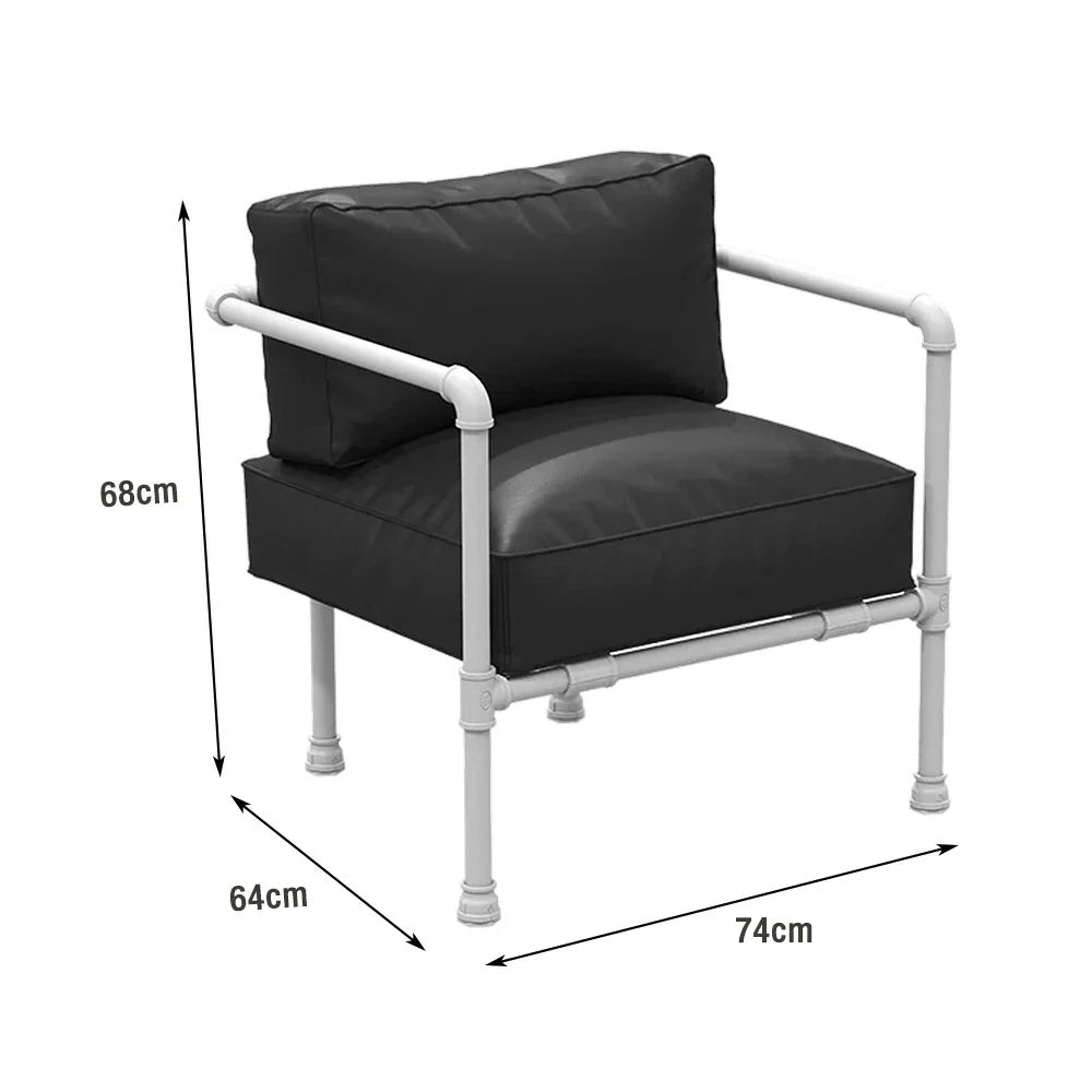 SOLARA Outdoor Chair Comfortable and High-Density Seat, Round-Tube Design Frame, Padded 74/140cm Thick - Durable Black