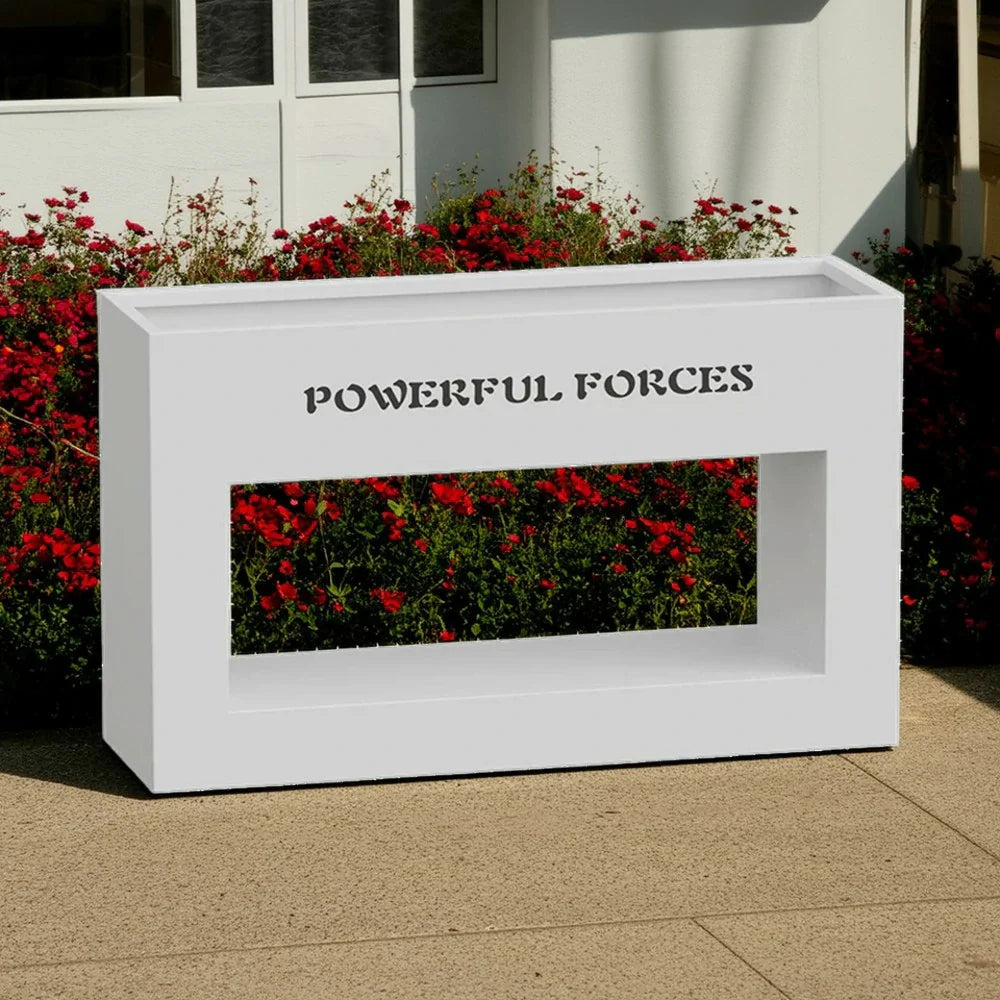 SOLARA Outdoor Galvanized Durable 60/100/150cm Design Body, Steel Box and Rust-Resistant - Planter White